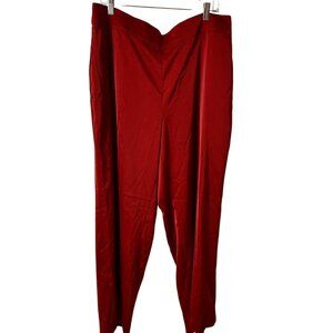 Anne Klein Size 2XL Business Casual Womens Red Pants Plus Elastic Waistband